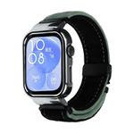 For Huawei Watch Fit3 Brushed Metal Silver Frame Watch Band(Black Army Green)