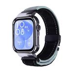 For Huawei Watch Fit3 Brushed Metal Silver Frame Watch Band(Black Blue Grey)
