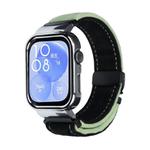 For Huawei Watch Fit3 Brushed Metal Silver Frame Watch Band(Black Green)