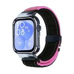 For Huawei Watch Fit3 Brushed Metal Silver Frame Watch Band(Black Rose Red)