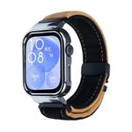 For Huawei Watch Fit3 Brushed Metal Silver Frame Watch Band(Black Light Brown)