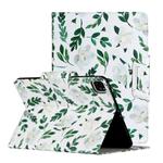 For iPad Pro 11 inch (2020) Painted Pattern Horizontal Flip Leather Tablet Case with Holder(White Flower Leaves)