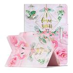 For iPad 10.2 Painted Pattern Horizontal Flip Leather Case with Holder(Leaves Flamingo)