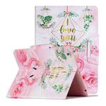 For iPad 4 / 3 / 2 Painted Pattern Horizontal Flip Leather Case with Holder(Leaves Flamingo)