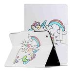 For iPad 4 / 3 / 2 Painted Pattern Horizontal Flip Leather Case with Holder(Sideways Unicorn)