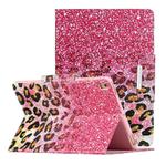 For iPad 9.7 (2018) Painted Pattern Horizontal Flip Leather Case with Holder(Leopard Powder Sand)