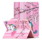 For iPad 9.7 (2018) Painted Pattern Horizontal Flip Leather Case with Holder(Sakura Unicorn)