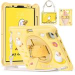 For iPad Air 11 2025 / 2024 / Pro 11 2022 Duck Rotation Kickstand Silicone Hybrid PC Tablet Case(Yellow)
