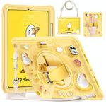 For iPad Pro 11 2024 Duck Rotation Kickstand Silicone Hybrid PC Tablet Case(Yellow)