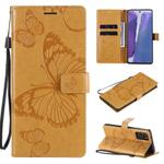For Samsung Galaxy Note20 3D Butterflies Embossing Pattern Horizontal Flip Leather Case with Holder & Card Slot & Wallet(Yellow)