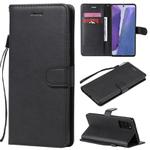 For Samsung Galaxy Note20 Solid Color Horizontal Flip PU Leather Case with Holder & Card Slots & Wallet & Lanyard(Black)