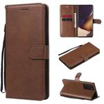 For Samsung Galaxy Note20 Ultra Solid Color Horizontal Flip PU Leather Case with Holder & Card Slots & Wallet & Lanyard(Brown)