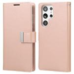 For Samsung Galaxy S25 Ultra 5G GOOSPERY RICH DIARY Crazy Horse Texture Leather Phone Case(Rose Gold)