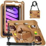 For iPad mini 2024 / mini 6 Bear Rotation Kickstand Silicone Hybrid PC Tablet Case(Brown)