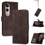 For vivo V50 Lite 4G / 5G Cubic Skin Feel Flip Leather Phone Case(Brown)