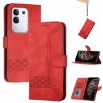 For vivo Y29 4G Cubic Skin Feel Flip Leather Phone Case(Red)