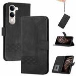 For vivo Y29s 5G / Y04 4G Global Cubic Skin Feel Flip Leather Phone Case(Black)