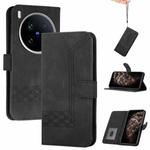 For vivo X200 Ultra Cubic Skin Feel Flip Leather Phone Case(Black)