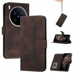 For vivo X200 Ultra Cubic Skin Feel Flip Leather Phone Case(Brown)