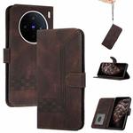 For vivo X200s Cubic Skin Feel Flip Leather Phone Case(Brown)