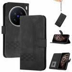 For vivo X200 Pro Cubic Skin Feel Flip Leather Phone Case(Black)
