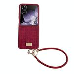 For Xiaomi Mix Flip Crocodile Texture TPU Phone Case With Strap(Red)