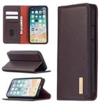 For iPhone XS / X 2 in 1 Detachable Magnetic Horizontal Flip Genuine Leather Case with Holder & Card Slots & Wallet(Dark Brown)