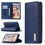 For iPhone XS Max 2 in 1 Detachable Magnetic Horizontal Flip Genuine Leather Case with Holder & Card Slots & Wallet(Blue)