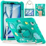 For iPad Air 11 2025 / 2024 / Pro 11 2022 Dragon Rotation Kickstand Silicone Hybrid PC Tablet Case(Green)