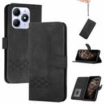 For Itel A90 Cubic Skin Feel Flip Leather Phone Case(Black)