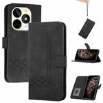 For Itel P65C Cubic Skin Feel Flip Leather Phone Case(Black)