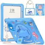 For iPad Pro 11 2024 Dolphin Rotation Kickstand Silicone Hybrid PC Tablet Case(Blue)