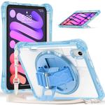 For iPad mini 2024 / mini 6 Rotation Grip Holder TPU Hybrid Clear PC Tablet Case(Light Blue)