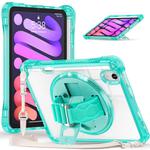 For iPad mini 2024 / mini 6 Rotation Grip Holder TPU Hybrid Clear PC Tablet Case(Light Green)