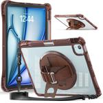 For iPad Air 13 2024 / 2025 Rotation Grip Holder TPU Hybrid Clear PC Tablet Case(Chocolate)