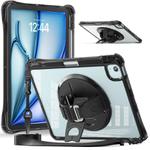 For iPad Air 11 2025 / 2024 / Pro 11 2022 Rotation Grip Holder TPU Hybrid Clear PC Tablet Case(Black)