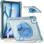 For iPad Air 11 2025 / 2024 / Pro 11 2022 Rotation Grip Holder TPU Hybrid Clear PC Tablet Case(Light Blue)