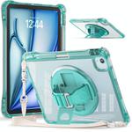 For iPad Air 11 2025 / 2024 / Pro 11 2022 Rotation Grip Holder TPU Hybrid Clear PC Tablet Case(Light Green)