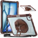For iPad Air 11 2025 / 2024 / Pro 11 2022 Rotation Grip Holder TPU Hybrid Clear PC Tablet Case(Chocolate)