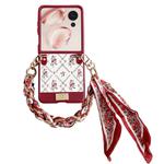 For Honor Magic V Flip Luck Flower Pattern TPU Phone Case With Strap(Red)