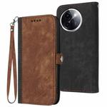 For vivo Y200i Side Buckle Double Fold Hand Strap Leather Phone Case(Brown)
