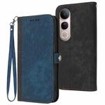 For vivo V50 Lite 4G / 5G Side Buckle Double Fold Hand Strap Leather Phone Case(Royal Blue)
