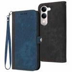 For vivo Y29s 5G / Y04 4G Global Side Buckle Double Fold Hand Strap Leather Phone Case(Royal Blue)