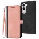 For vivo Y29s 5G / Y04 4G Global Side Buckle Double Fold Hand Strap Leather Phone Case(Pink)