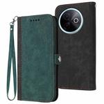 For vivo Y39 5G Side Buckle Double Fold Hand Strap Leather Phone Case(Dark Green)