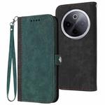 For vivo iQOO Z10 / T4 / Y300 Pro Side Buckle Double Fold Hand Strap Leather Phone Case(Dark Green)