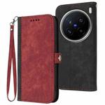 For vivo X200 Pro Side Buckle Double Fold Hand Strap Leather Phone Case(Red)