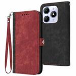 For Itel A90 Side Buckle Double Fold Hand Strap Leather Phone Case(Red)