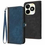 For Itel P65C Side Buckle Double Fold Hand Strap Leather Phone Case(Royal Blue)