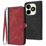 For Itel P65C Side Buckle Double Fold Hand Strap Leather Phone Case(Red)